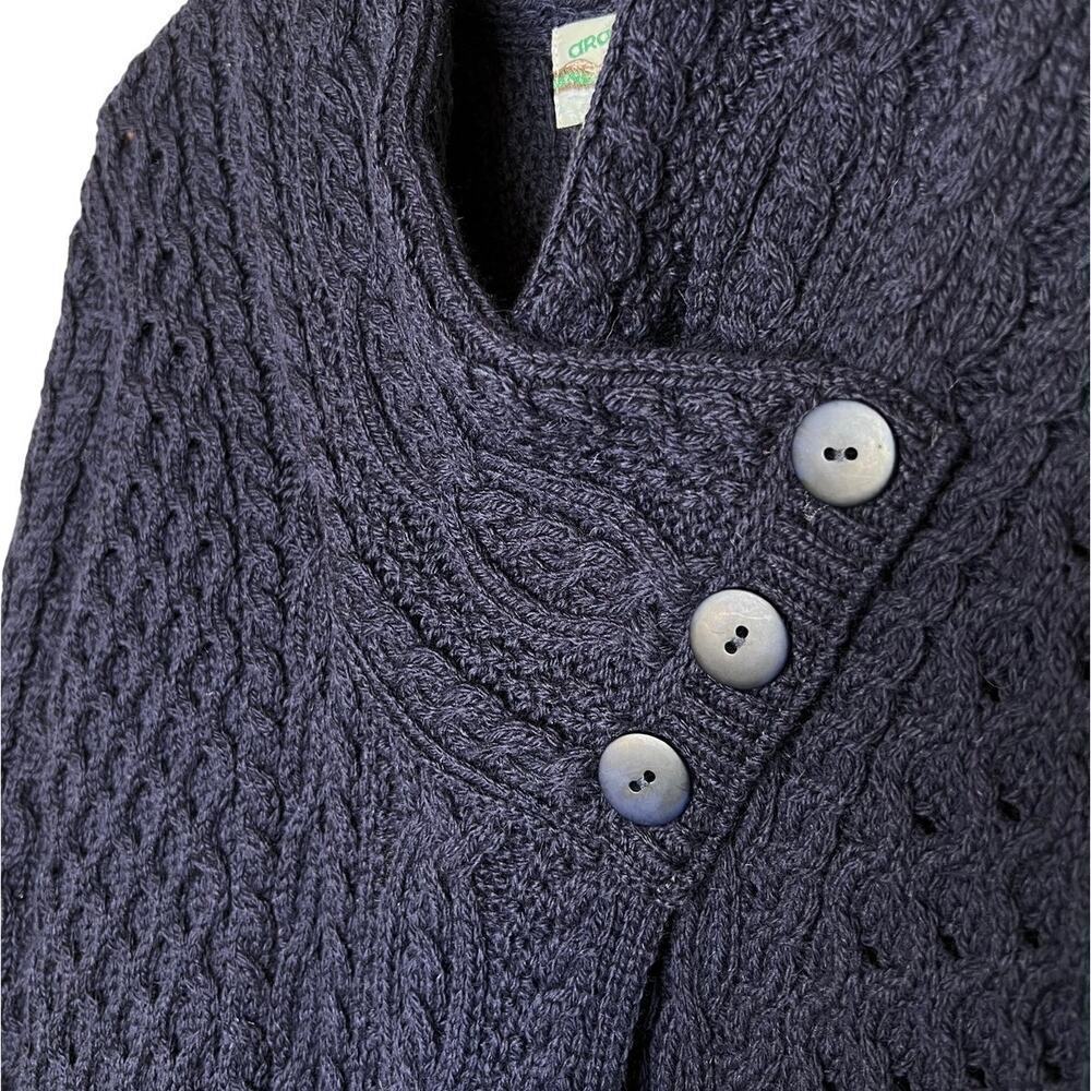 Aran Crafts 100% Merino Wool Cable Knit Coatigan In Navy Blue Women’s Large — image 6 of 8